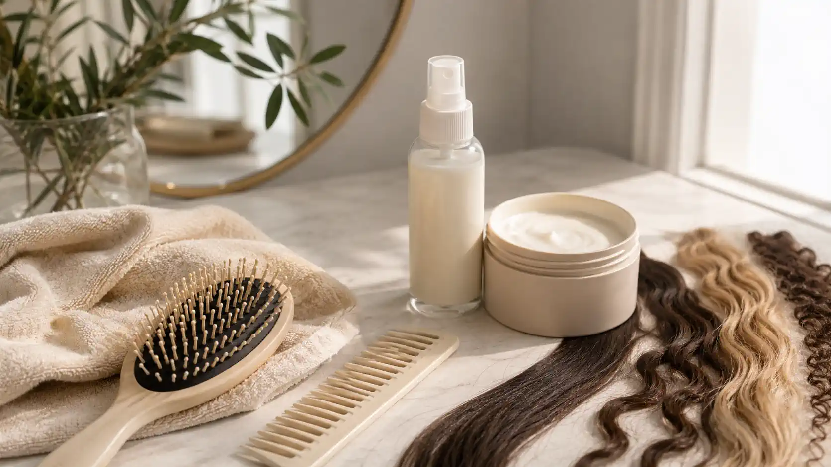 Produits et accessoires pour prendre soin de différents types de cheveux