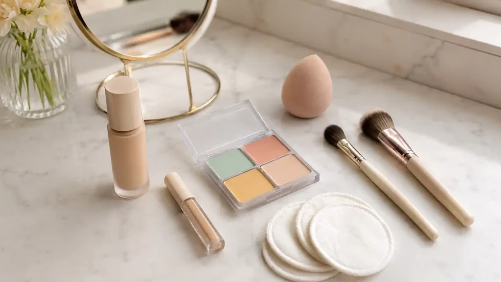 Palette de correcteurs couleur pour camoufler rougeurs, cernes et imperfections