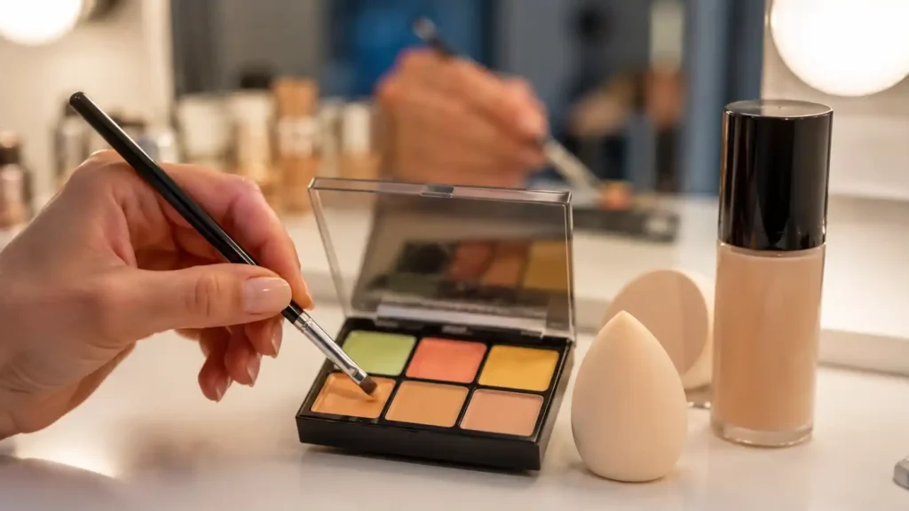 Palette de correcteurs couleur pour camoufler rougeurs, cernes et imperfections