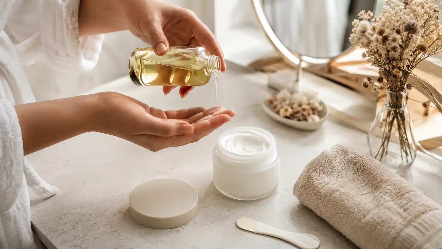 Crème et huile de soin pour une routine anti-vergetures