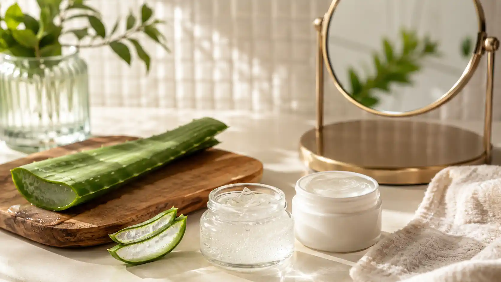 Gel d’aloe vera et soin doux pour apaiser une peau à imperfections