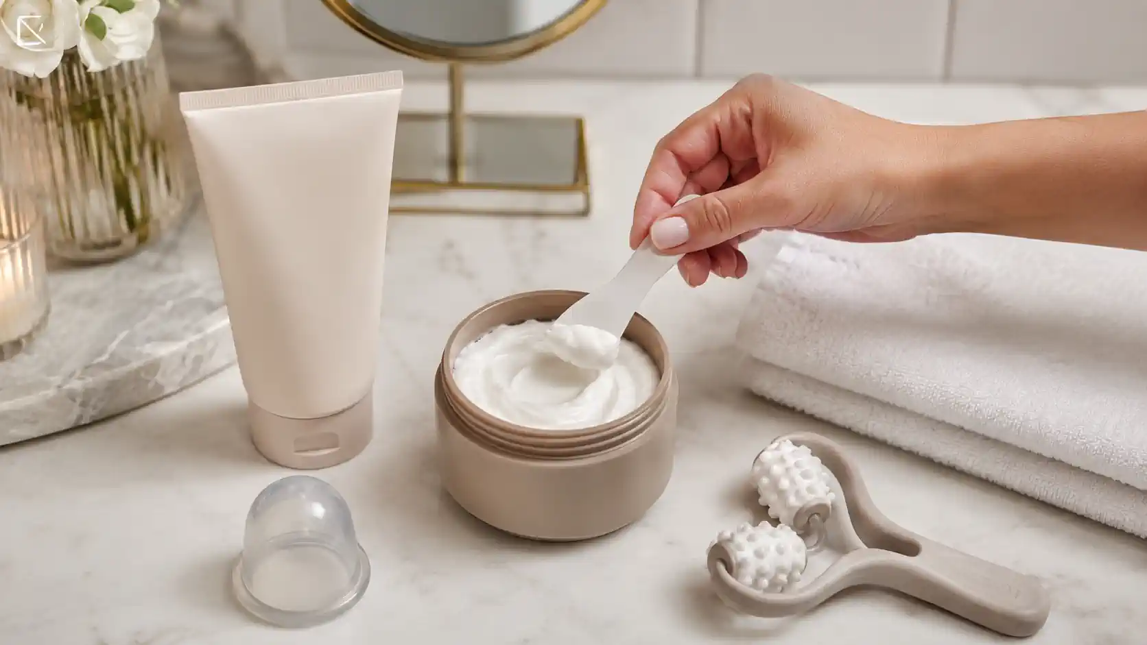Crème anti-cellulite avec ventouse et accessoire de massage