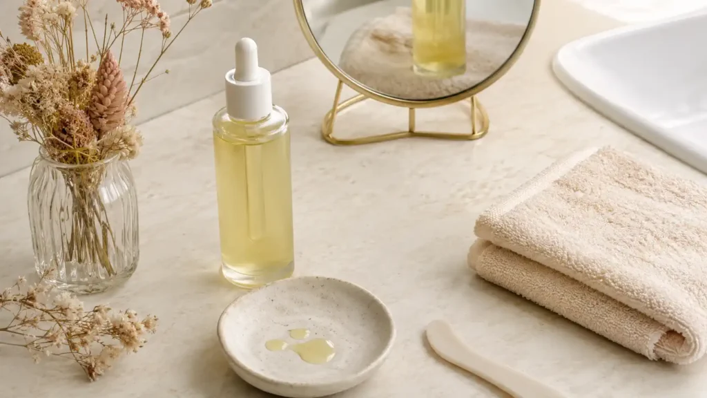Flacon d’huile corporelle pour une routine anti-vergetures
