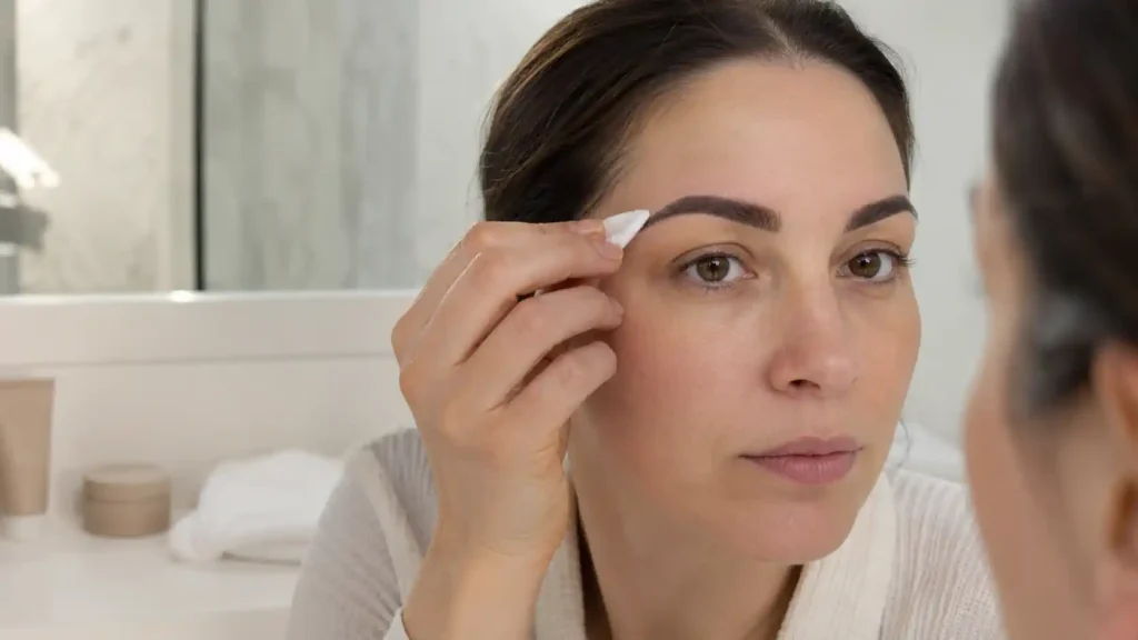 Soin délicat des sourcils pendant la cicatrisation d’un microshading