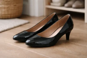 Paire de chaussures vernies avec fines craquelures visibles à l’avant