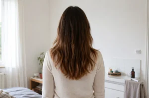 Vue de dos d’un dégradé aux couches trop marquées et aux pointes affinées