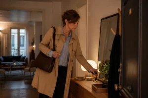 Femme rentrant chez elle au début de sa soirée après le travail