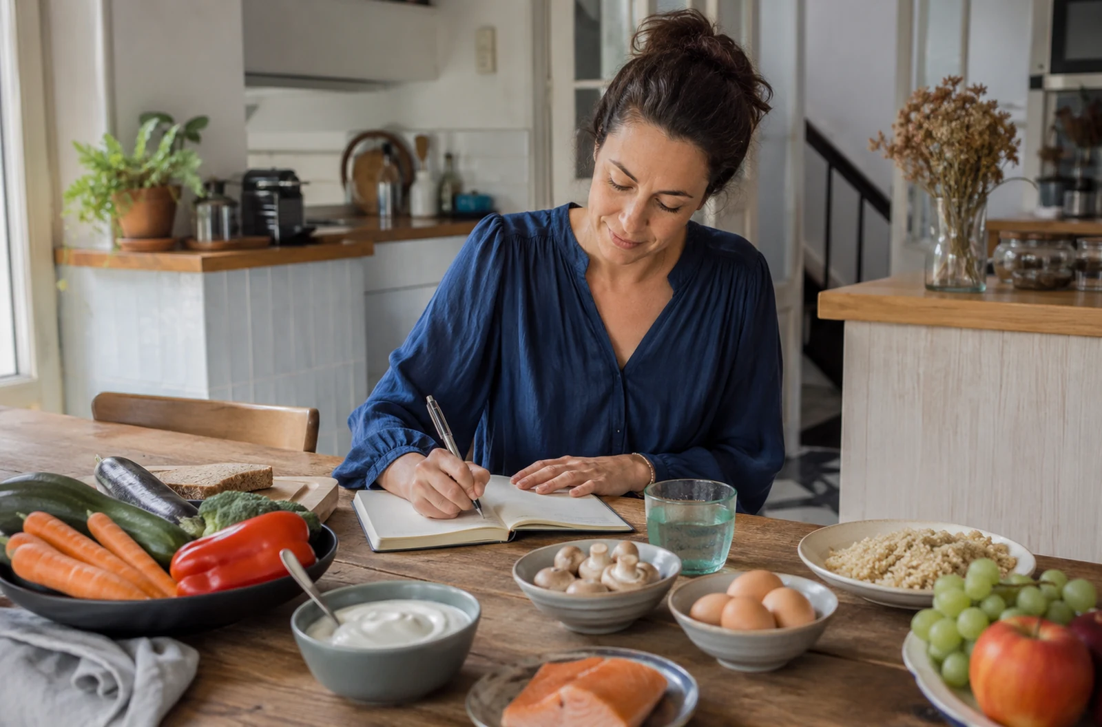 Femme organisant des repas variés après une phase alimentaire plus restrictive